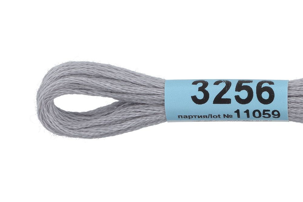 Мулине Gamma 100% хлопок, цв.3256 серый, 24 мотка по 8 метров
