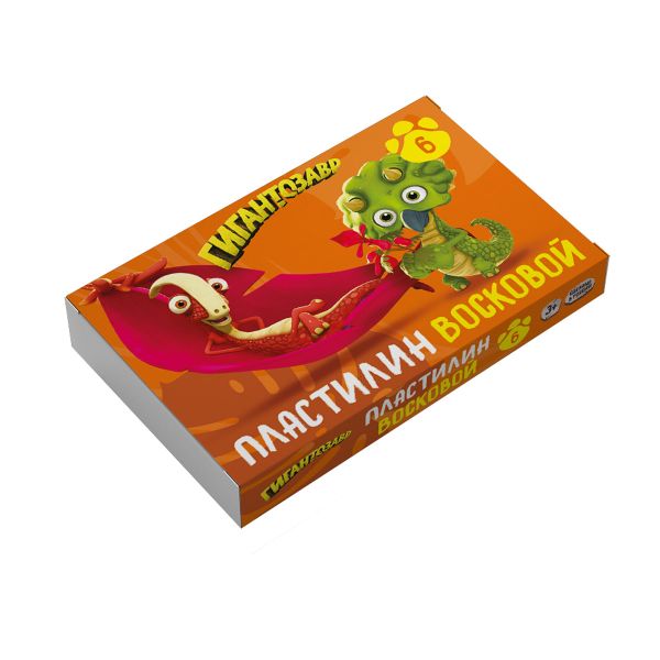 Пластилин восковой 72 г, 6 цв, Гигантозавр GGZ-LMCW0106