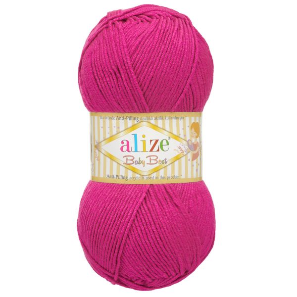 Пряжа Alize (Ализе) Baby Best / уп.5 мот. по 100 г, 240м, 171 малиновый