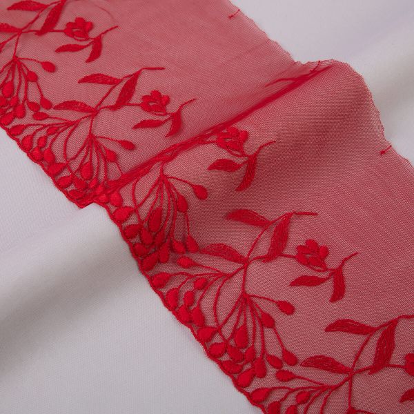 Кружево бельевое эластичное 190 мм / 10 м, красный, Gamma GKME-19001