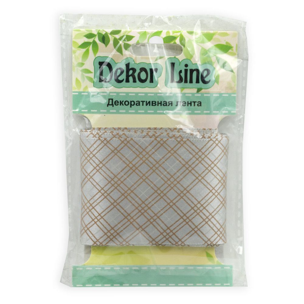 Лента атласная с рисунком Пересечение 45.0 мм / 3 метра, белый, Globus