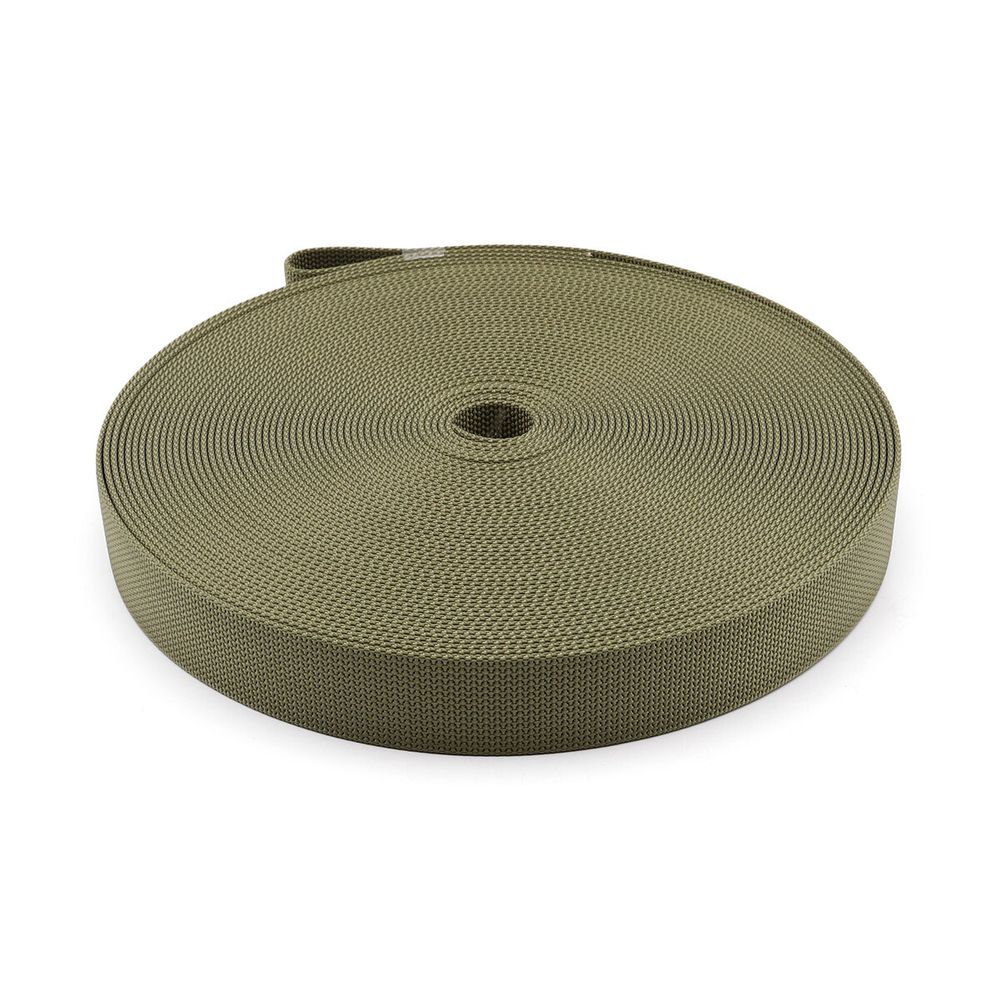 Стропа (ременная лента) 38 мм / 25 метров, толщ. 2.0 мм, [70.5 г/пог.м], 100% нейлон, хаки