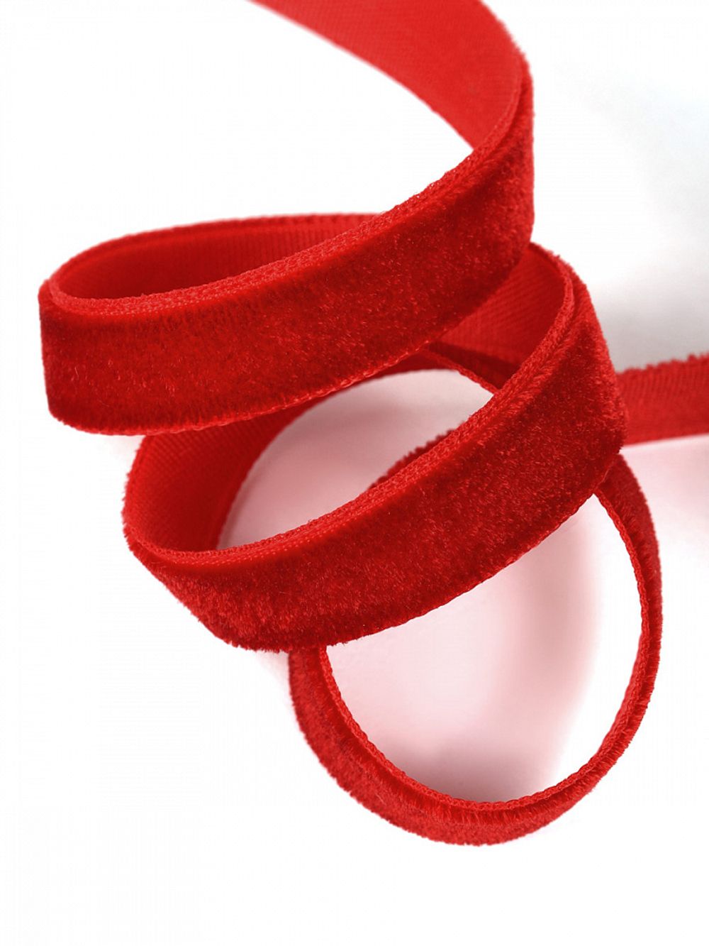 Лента бархатная (тесьма) 10 мм / 22.86±1 метра, TBY10VR42, нейлон, т.красный