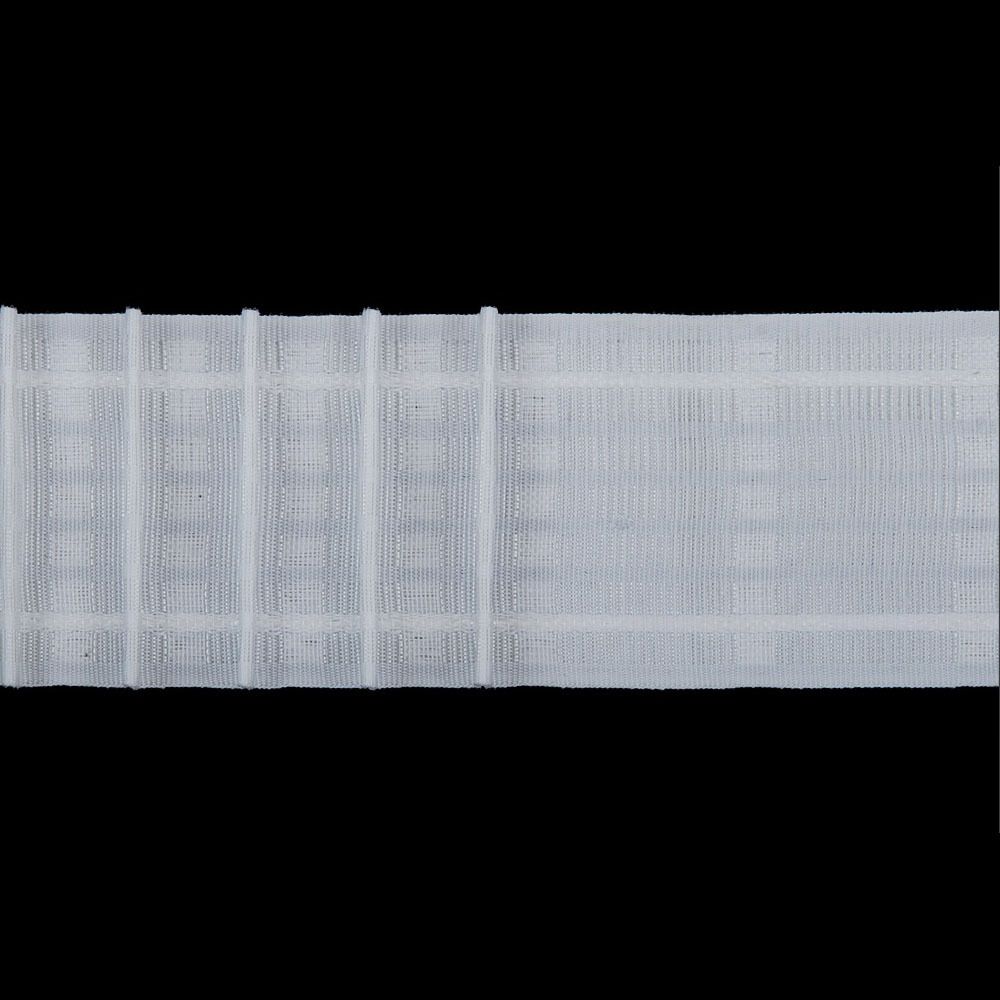 Лента (тесьма) шторная: сборка параллельная (1:2) 75 мм / 50 метров, (7 рядов петель, 2 шнура), C750 белый