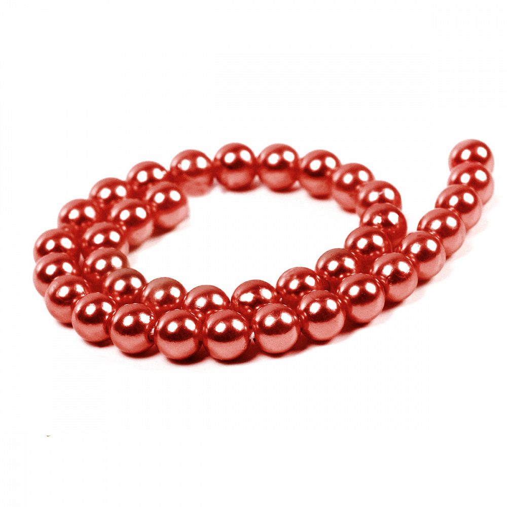 Бусины пластик (перламутр) ⌀6 мм, цв.058 красный уп.50г (483 шт), Magic4Hobby