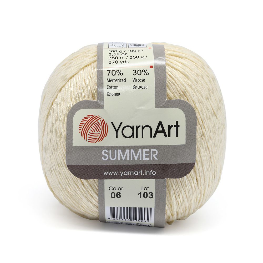 Пряжа YarnArt (ЯрнАрт) Summer / уп.4 мот. по 100 г, 350м, 06 молочный