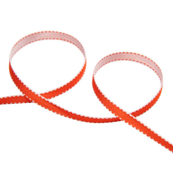 Лента атласная 2-сторонняя 6.0 мм / 22.8±1 метра, 049 оранжевый/белый, Gamma ALD-06