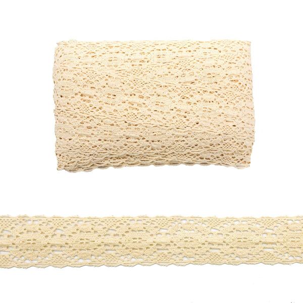Кружево вязаное (тесьма) 47 мм, х/б, неотбеленный, уп. 25 м