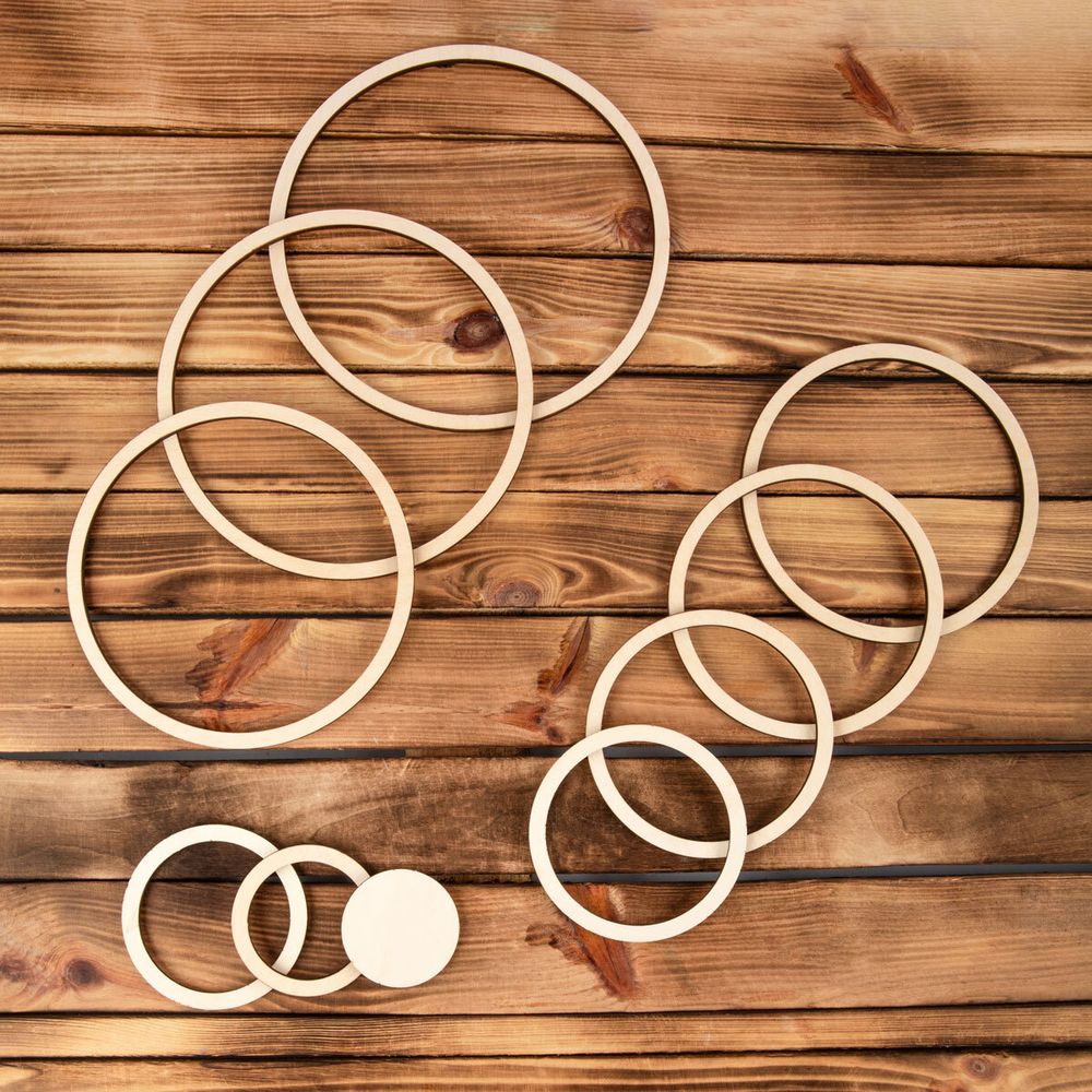 Заготовка из фанеры Кольца для макраме, ⌀25 см, 0.6 см, 9 шт, БА-70, Mr.Carving БА-70