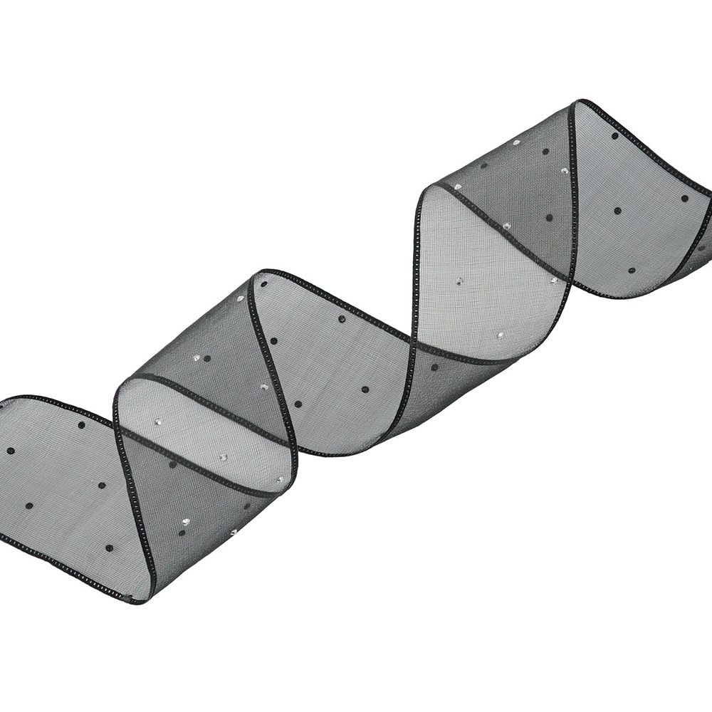 Лента декоративная со стразами 40 мм, / 9.14 метра, черный