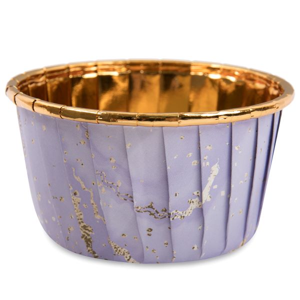 Формы для выпечки бумажные (усиленные с бортиком) 5 см, 5х3.9 см, 12 шт, №04 сиреневый/золото, S-Chief PPC-0009