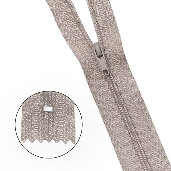 Молния спираль (витая) брючная Т4 (4 мм) 1 зам., н/раз., 20 см, автомат, цв.128 бежево-серый, 10 шт