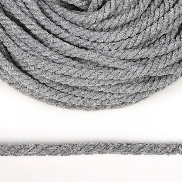 Канат крученый х/б ⌀6.0 мм / 20 метров, серый ХБК1-0628/20