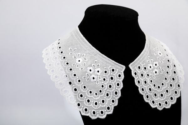 Пришивной кружевной воротник шитьё 11 см, 5 пар Турция, белый, Gamma VYEM-110-02