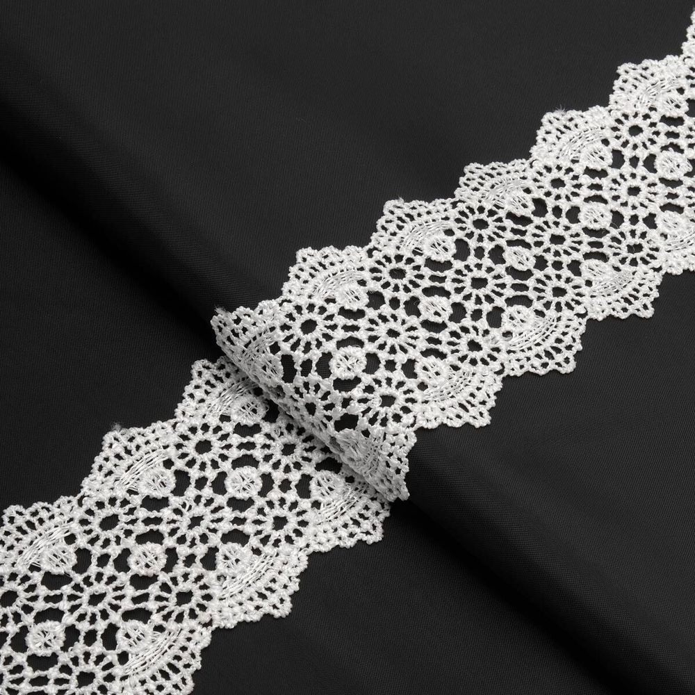 Кружево гипюр (плетёное) 55 мм / 13.7 метров, белый, 3AR1306