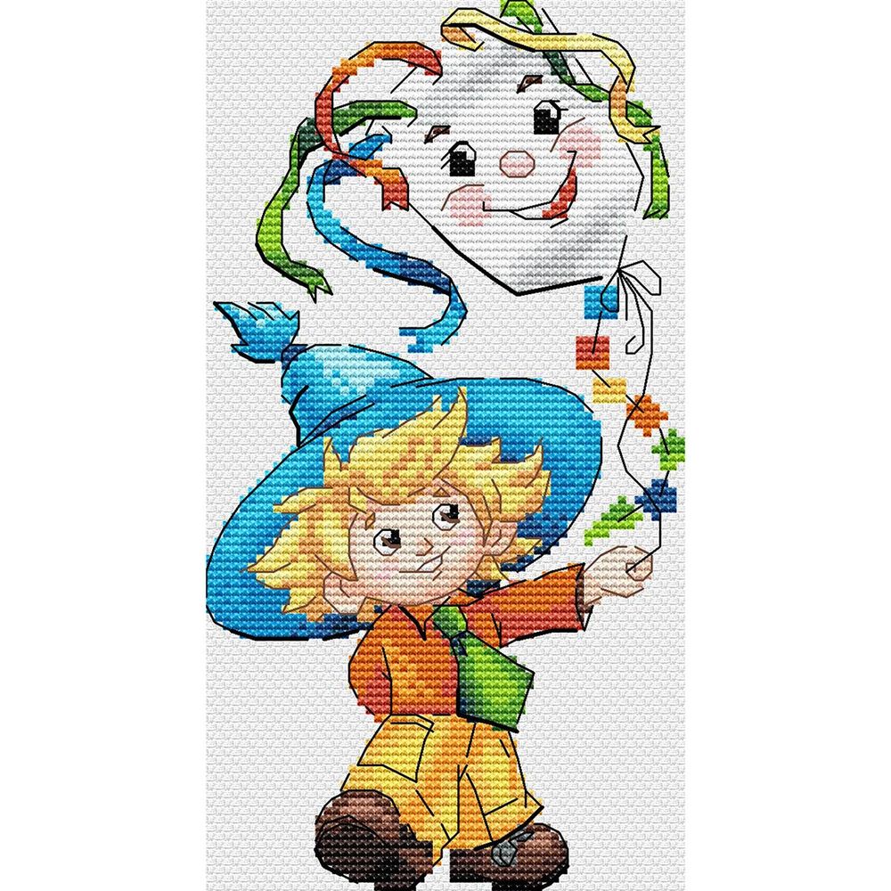 Набор для вышивания нитками МП Студия В-1032, на одежде Приключения Незнайки 19х10см