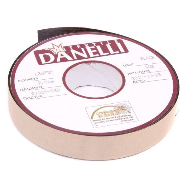 Усилитель для кожи 80 г/м², +5 г/м², бумага, 20 мм, сплошной клей PA, 30 м, черный, L3GE26, Danelli, OEKO-TEX®