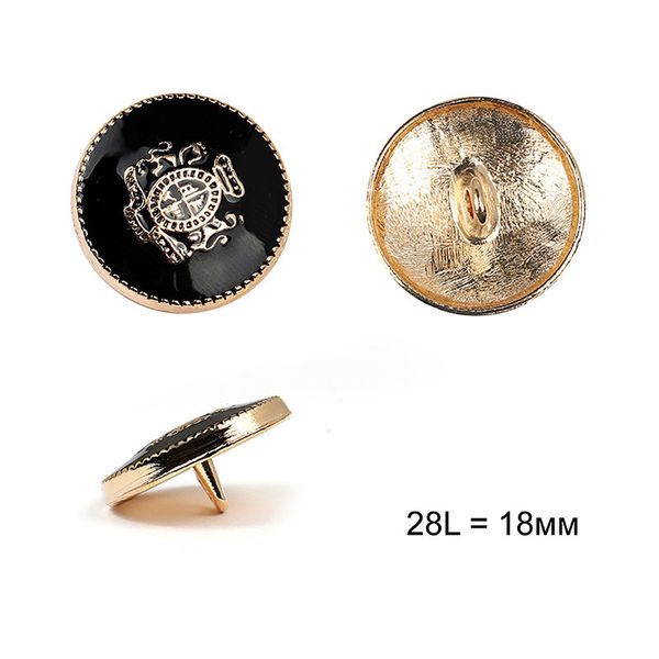 Пуговицы на ножке металл С-ME337 цв.золото/черный 28L-18мм, 12 шт