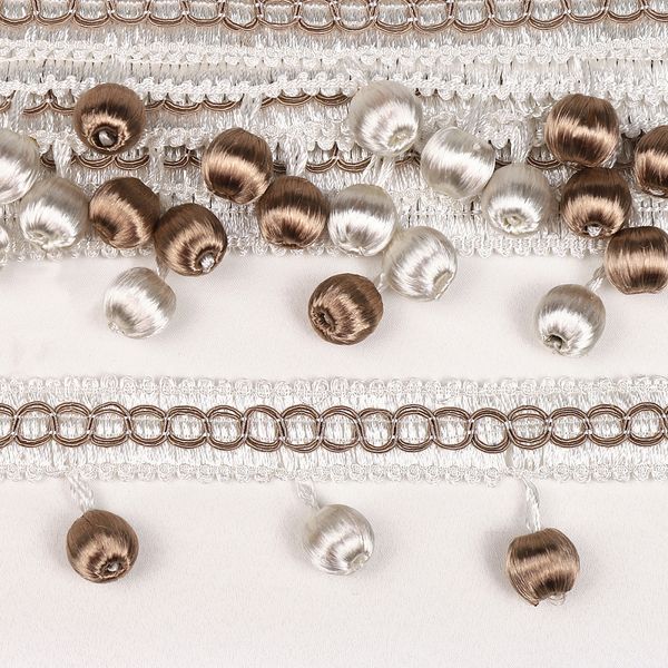 Бахрома отделочная 40.0 мм / 10 метров, цв.белый+беж