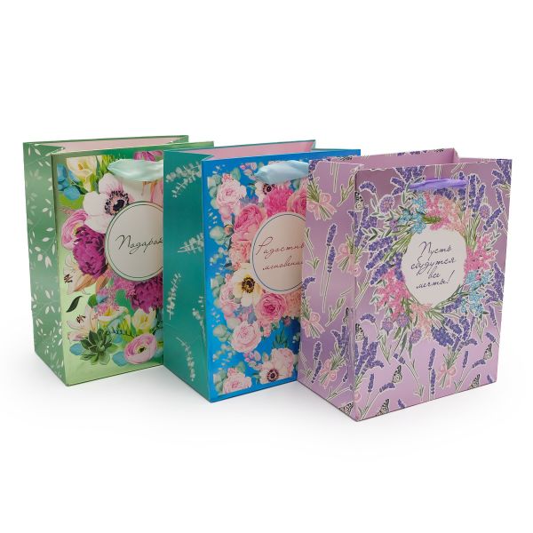 Пакет подарочный микс, рисунок фольга 18х23см, уп/12 шт, Ч44837