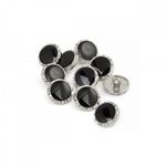 Пуговицы на ножке металлические 24L=15мм, С-MP33 цв.серебро/черный, 10 шт