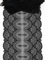 Кружево бельевое эластичное 195 мм / 2.7 м, 8034, цв.02 черный, Kruzhevo