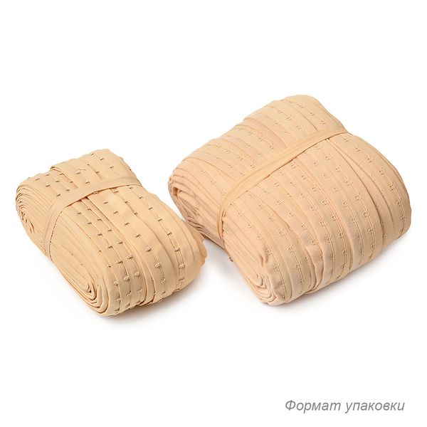 Застежки для бюстгальтера текстильные на ленте (2 ряда) 40 мм / 45.7 метра, шаг 15 мм, 02 бежевый