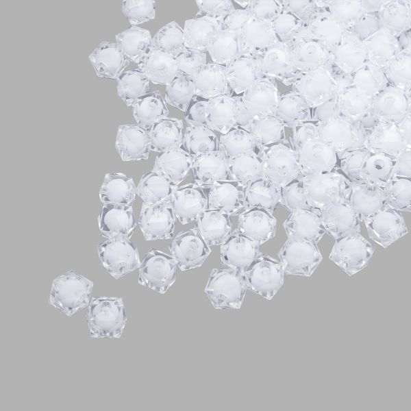 Бусины акрил ⌀10 мм, в цвете с белой сердцевиной, граненый куб, 500 г, Astra&Craft (прозрачный)
