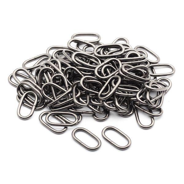 Кольцо овальное металл in 25х10 мм (31х16 мм внешн.), чер.никель, 100 шт