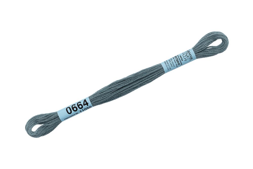 Мулине Gamma 100% хлопок, цв.0664 серый, 24 мотка по 8 метров