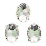 Хрустальные стразы в цапах овальной формы, белый 13х18 мм, 3 шт., ОЦ001НН1318