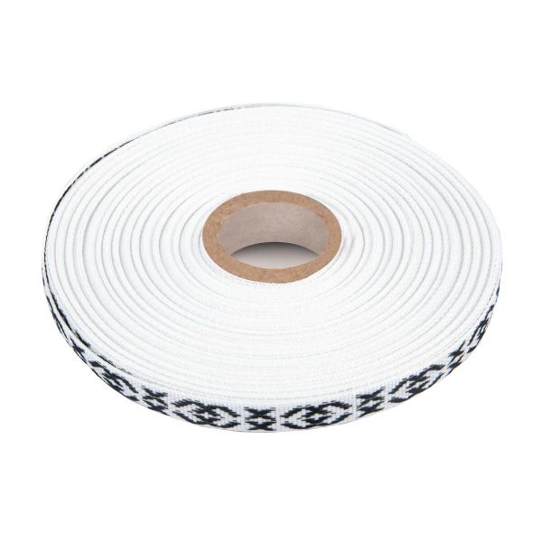 Лента (тесьма) жаккардовая 10.0 мм / 25±1 метров, Орнамент для северных народов, рис 9737 черный, Gamma C3853 (C3752)