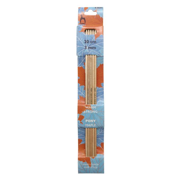 Спицы чулочные Pony ⌀3,0 мм, 20 см, клен, 5 шт