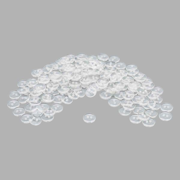 Пуговицы 2 прокола 16L (10мм), пластик (Clear (прозрачный)), NE61, 144 шт