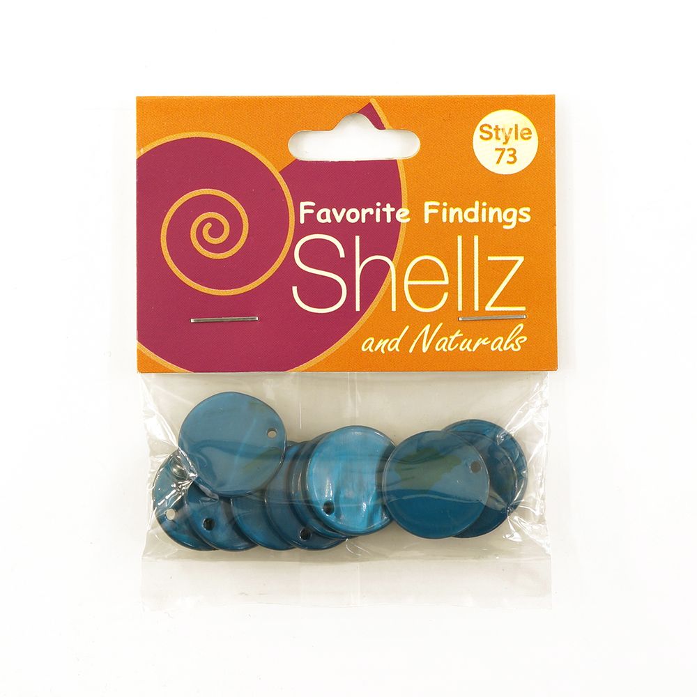 Пуговицы Shellz &amp; Natural Round River Shell Dangles 20 мм, голубой, 10 шт, Blumenthal Lansing