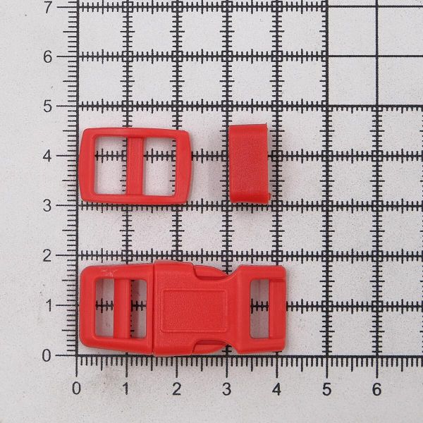 Фастекс (пряжка трезубец), рамка и рамка-регулятор 10мм, пластик, (2 компл.) Hobby&Pro, красный, A03001037-10