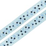 Лента атласная с рисунком 45.0 мм / 3 метра, Ягодная ветвь (голубой), Globus