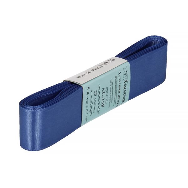 Лента атласная 1-сторонняя 25.0 мм / 5 шт по 5.4 метра, №136 св.синий, Gamma AL-25P