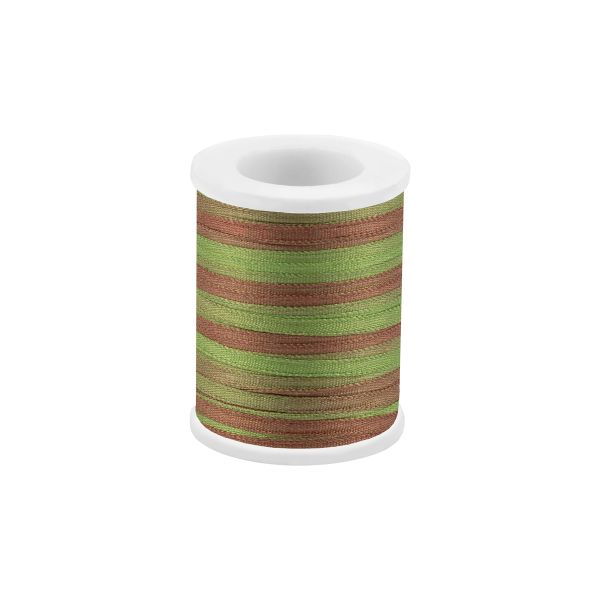 Лента (тесьма) шелковая 2.0 мм / 45.5±0.5 метров, M108 зеленый/св. коричневый, Gamma SRM-2