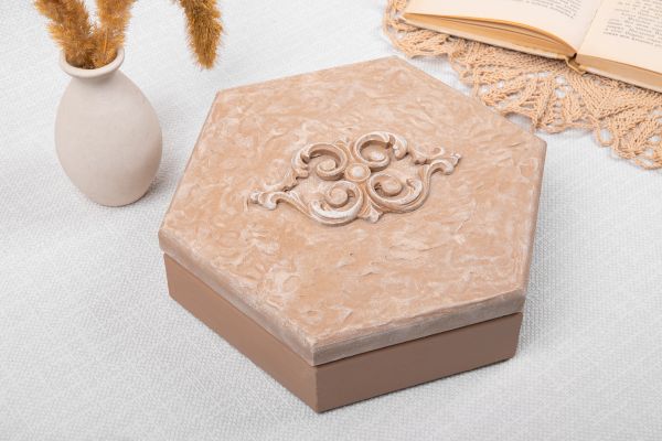 Заготовка деревянная Шкатулка, бук, 19.5х19.5х6 см, шестигранная, бук,-06 Mr.Carving