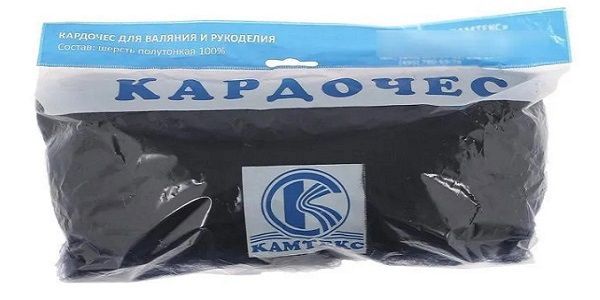 Шерсть для валяния Камтекс Кардочес Mini п/тонкая 1х100 г, (26-28 мкр), 173 синий