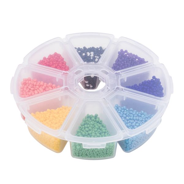 Набор бисера Preciosa с контейнером, 80 г (7 цв. по 10 г + 2 цв. по 5 г), (№10/0 = ⌀2.3 мм)