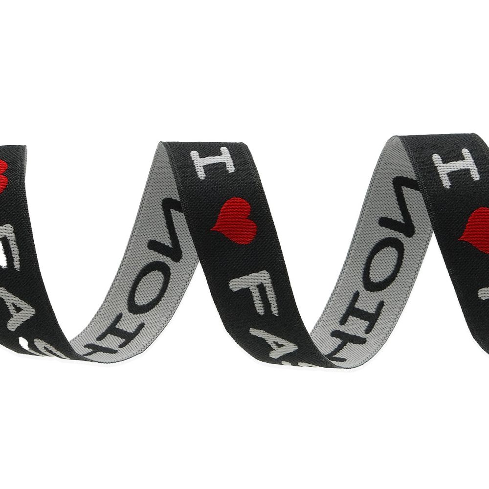 Тесьма лампасная 20 мм / 25 метров, с надписью LOVE FASHION