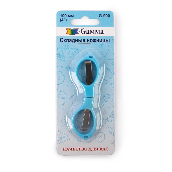 Ножницы рукодельные складные 10 см, 1 шт, голубые, Gamma G-900
