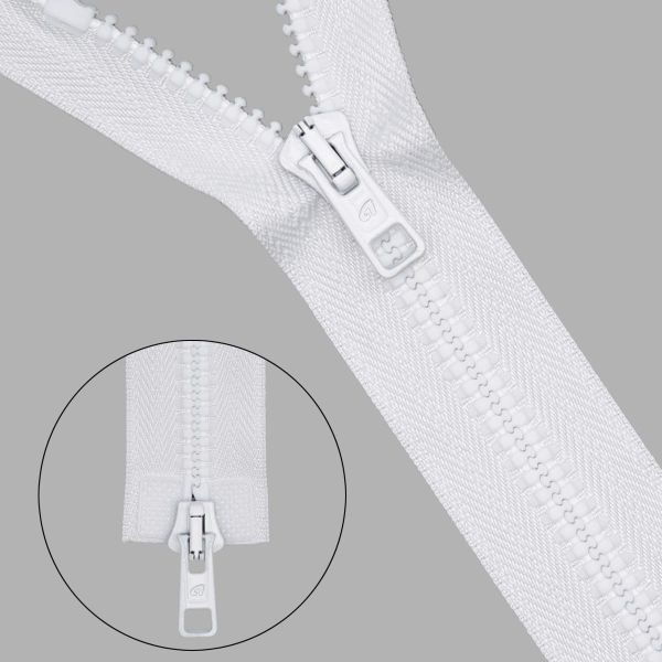 Молния трактор Arta Т6 (6 мм) 2 зам., разъем., 70 см, цв. 001 белый, уп.5 шт