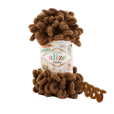 Пряжа Alize (Ализе) Puffy / уп.5 мот. по 100 г, 9м, 321 кофе мокко А
