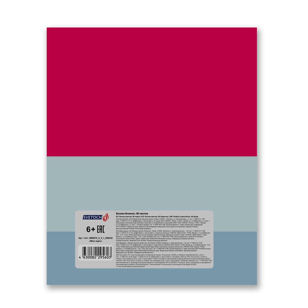 Бизнес-блокнот, матовая ламинация, A5+ 80 л. 18 шт, клетка, Мои идеи 000432, Светоч 80ББТ5_2_5_1