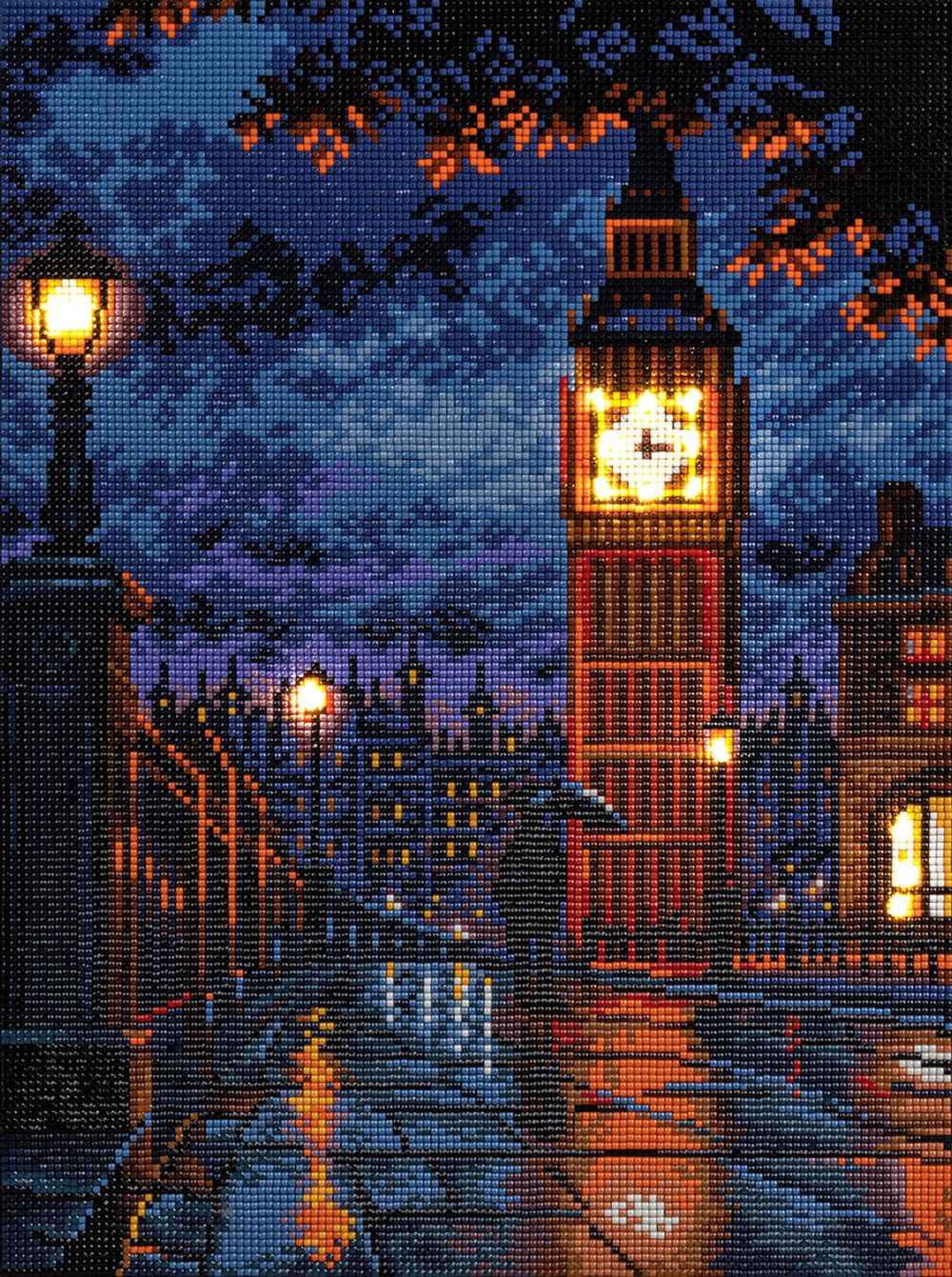 Кристальная (алмазная) мозаика Фрея ALDD-309, на подрамнике, Ночной Биг-Бен (со светодиодами), 30х40 см