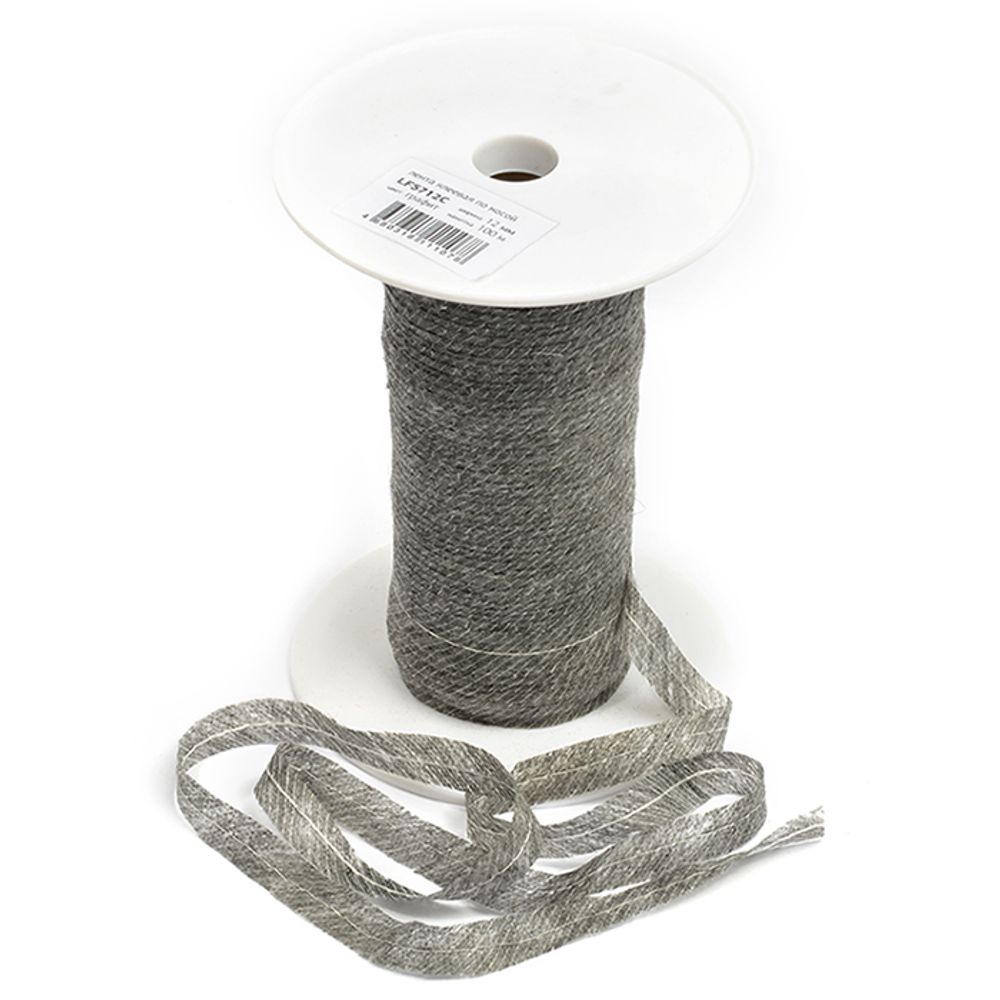 Лента клеевая нитепрошивная по косой с нитью 12мм цв.серый, рул.100м