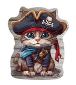 Пазл фигурный деревянный Кот-пират 155 элементов, Фрея PZLF-008